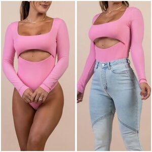 NWT By Egreis Kalline Pink Cutout Bodysuit
